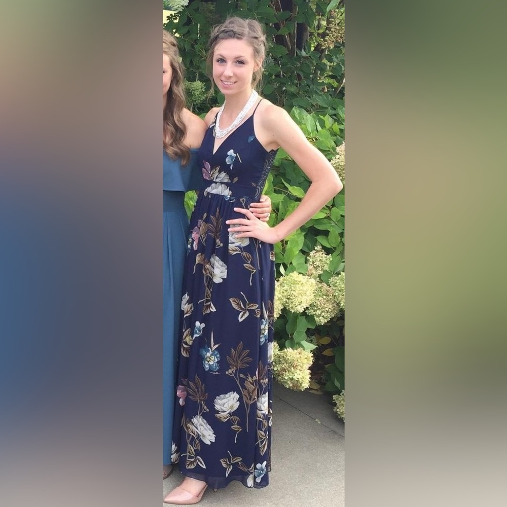 Windsor Women's Navy Blue Floral Maxi Dress - Picture 1 of 13